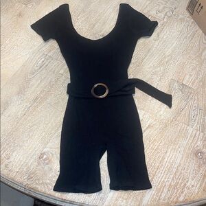 NAKED WARDROBE Scoop Top Romper In Black with belt